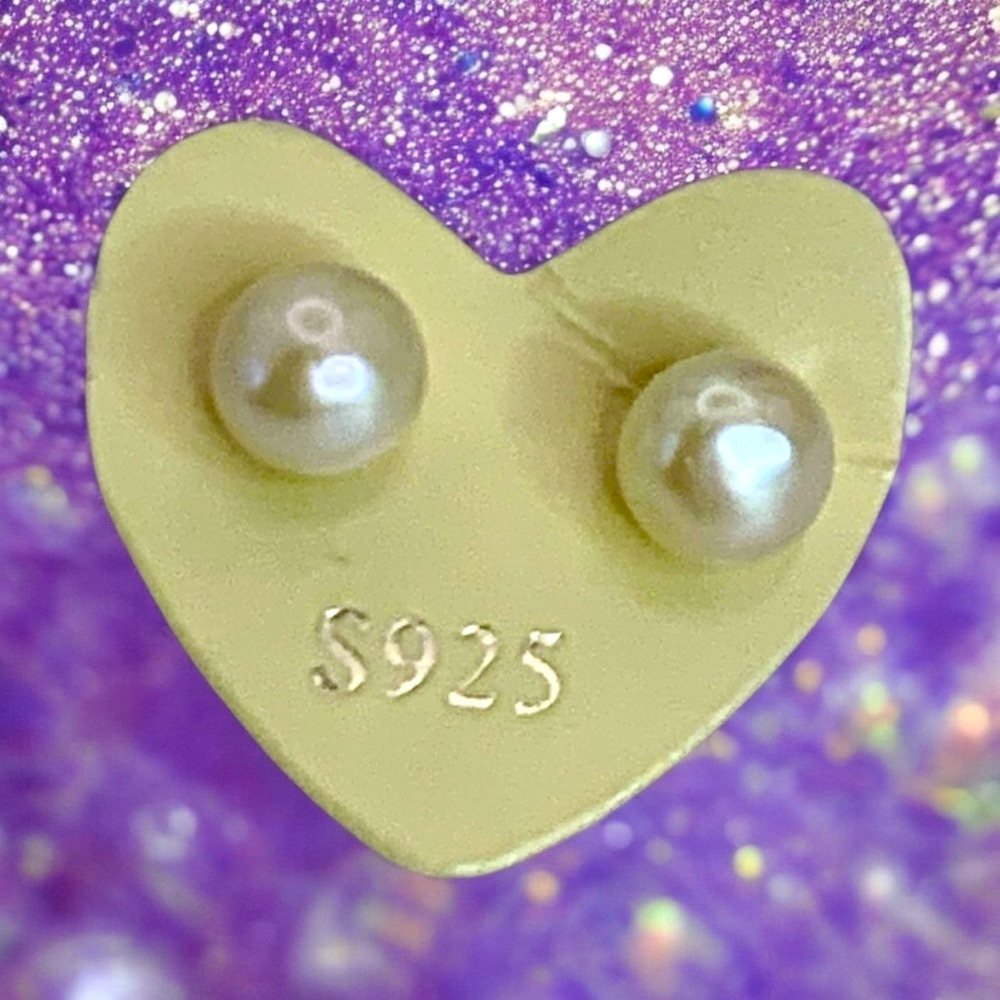 Pearls Natural 5 mm 925 Sterling Post Stud Earrings - Picture 2 of 4